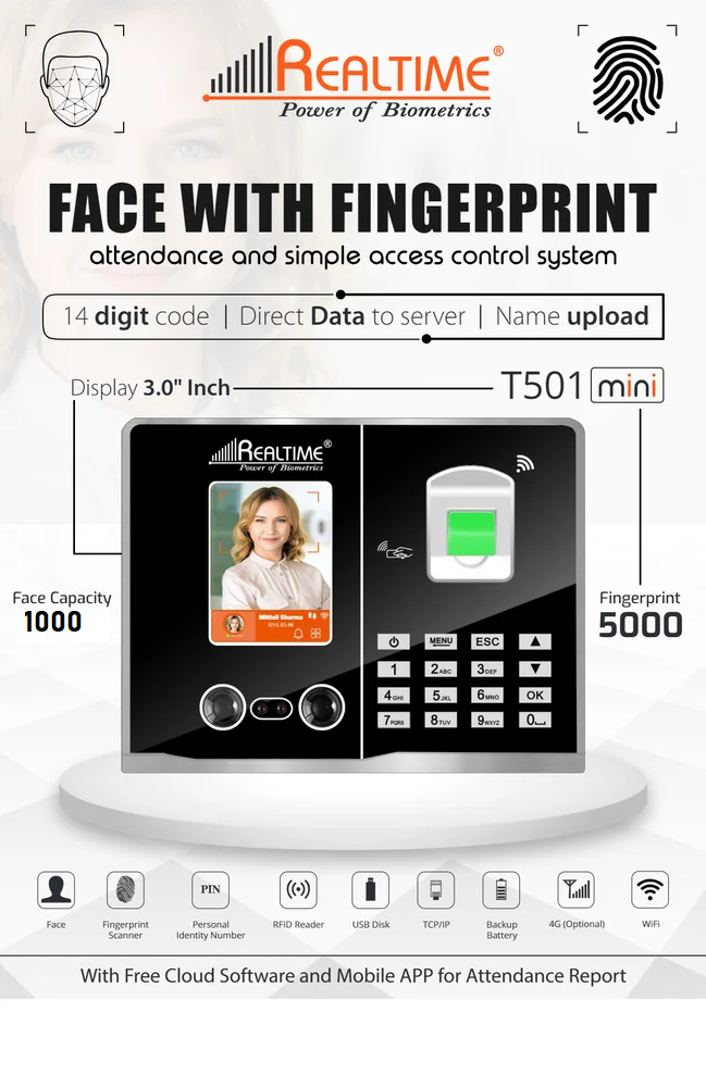Realtime Face With Finger Attendance And Access Control